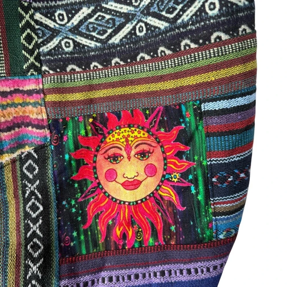 Kathmandu NWT Boho Patchwork Multi-Color Sun Crossbody Shoulder‎ Bag Hippie Chic